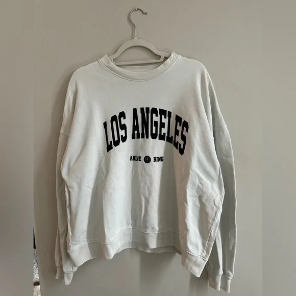 - Anine Bing White Crewneck Sweater with Los Angeles Print - Picture 3 of 10